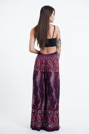 Paisley Feathers Palazzo Style Harem Pants in Purple