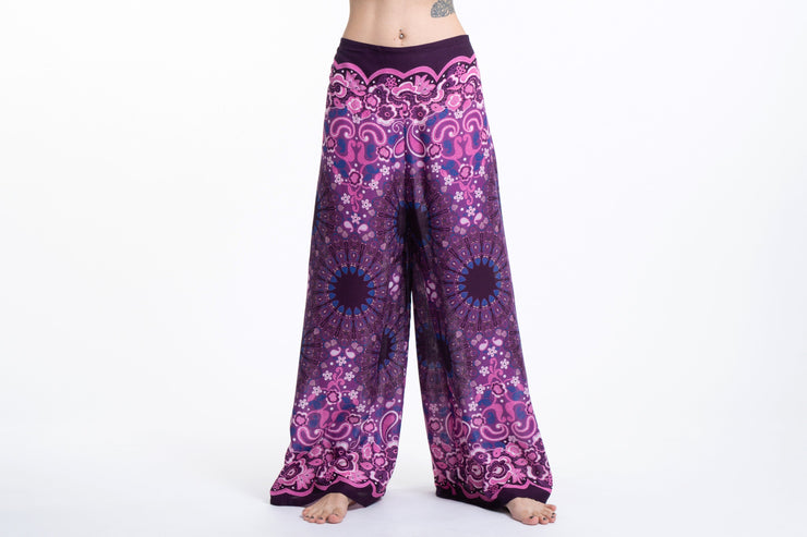 Paisley Mandalas Palazzo Style Harem Pants in Purple