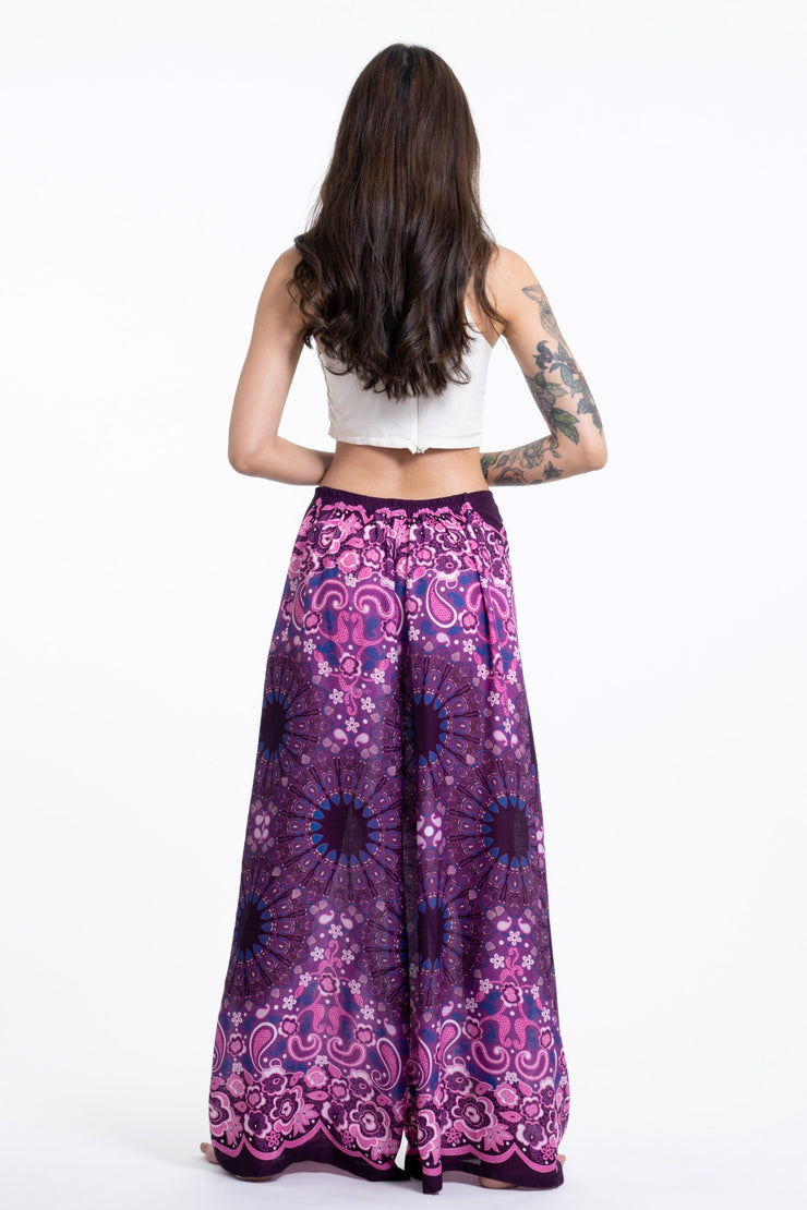 Paisley Mandalas Palazzo Style Harem Pants in Purple