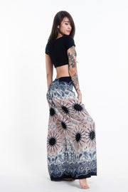 Paisley Mandalas Palazzo Style Harem Pants in Silver Gray