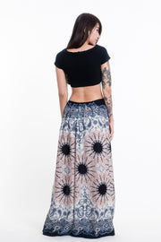 Paisley Mandalas Palazzo Style Harem Pants in Silver Gray