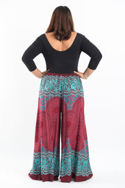 Plus Size Geometric Mandalas Palazzo Style Harem Pants in Red