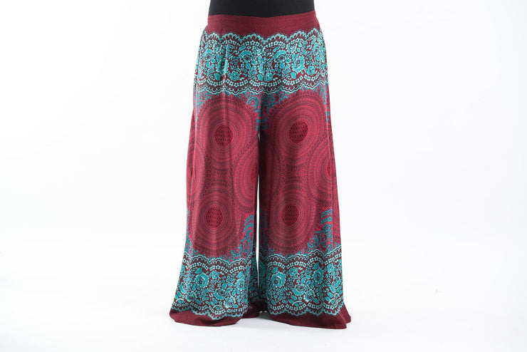 Plus Size Geometric Mandalas Palazzo Style Harem Pants in Red