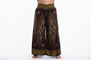 Plus Size Peacock Eyes Palazzo Style Harem Pants in Brown Gold