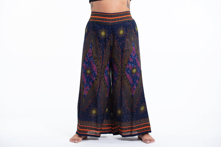 Plus Size Peacock Eyes Palazzo Style Harem Pants in Navy