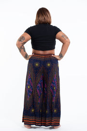 Plus Size Peacock Eyes Palazzo Style Harem Pants in Navy