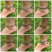 Hand Made Fair Trade Anklet Three Strand Brass Beads Multi