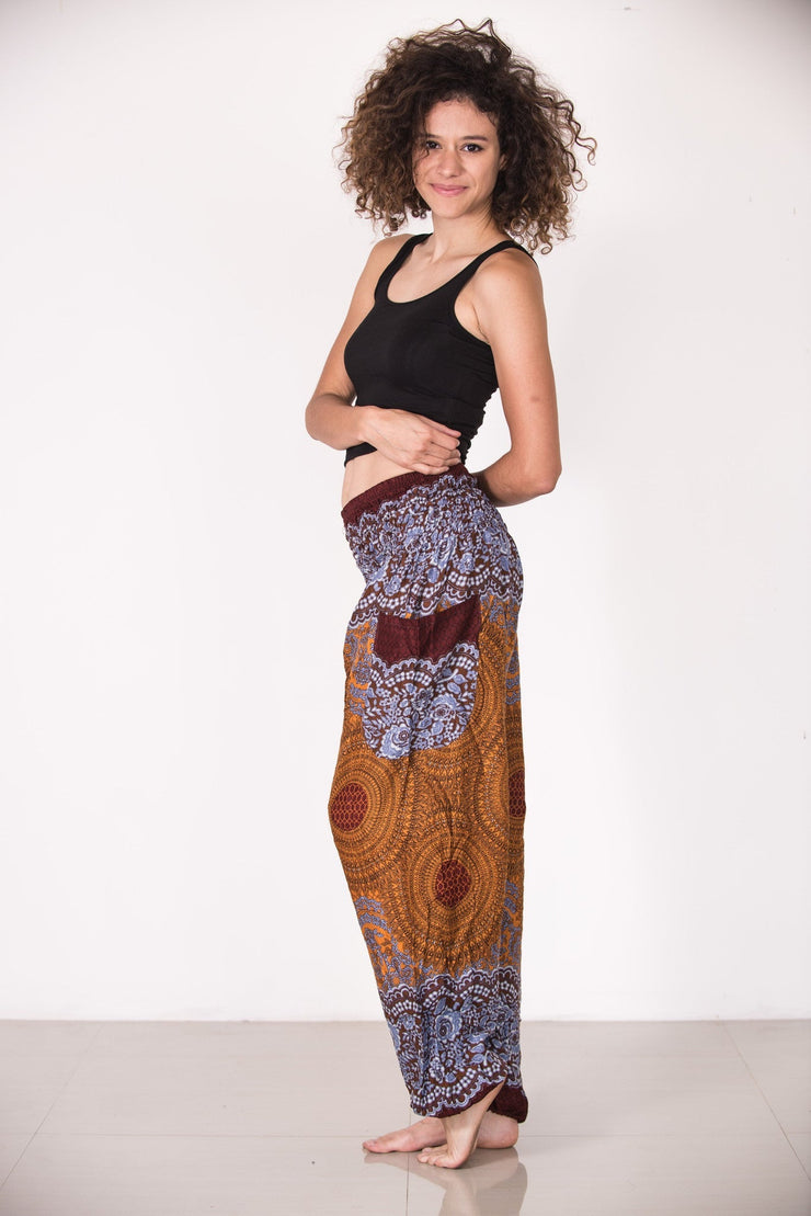 Geometric Mandalas Women's Harem Pants in Bronze