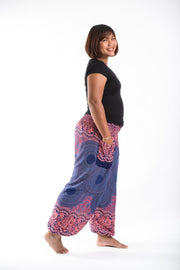 Plus Size Geometric Mandalas Women's Harem Pants in Blue