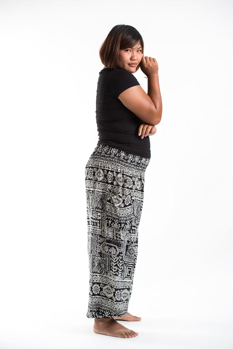 Plus Size Tribal Prints Women's Harem Pants in Black