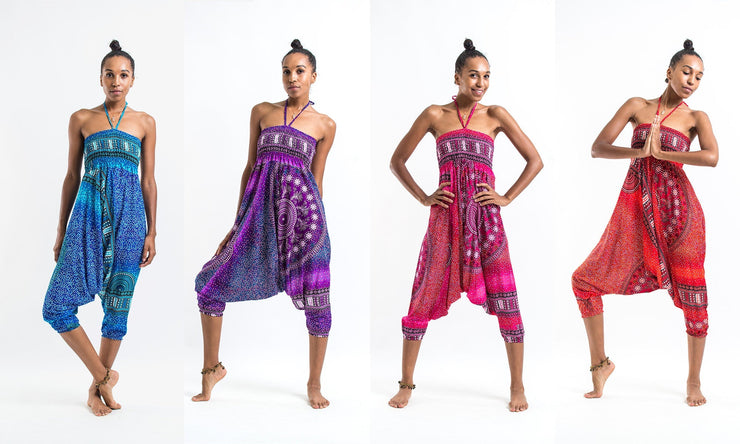 Tribal Chakras 2-in-1 Jumpsuit Harem Pants in Blue