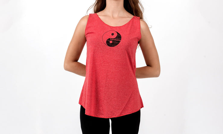 Loose Soft Vintage Style Women's Tank Tops Yin Yang Red